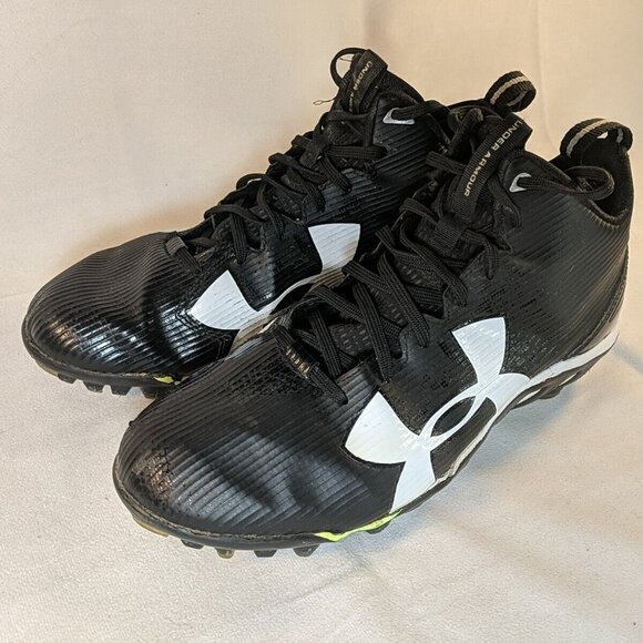 Under Armour Spine Fierce MC Black Mens 10 Football Cleats 1269740-001 White UA - Picture 2 of 15
